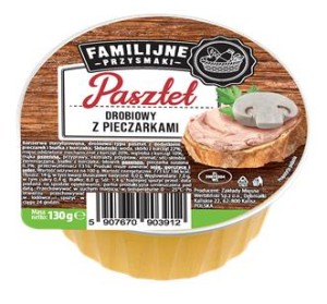 PASZTET FAMILIJNE PRZYSMAKI Z DROBIEM I PIECZARKAMI 130G/12